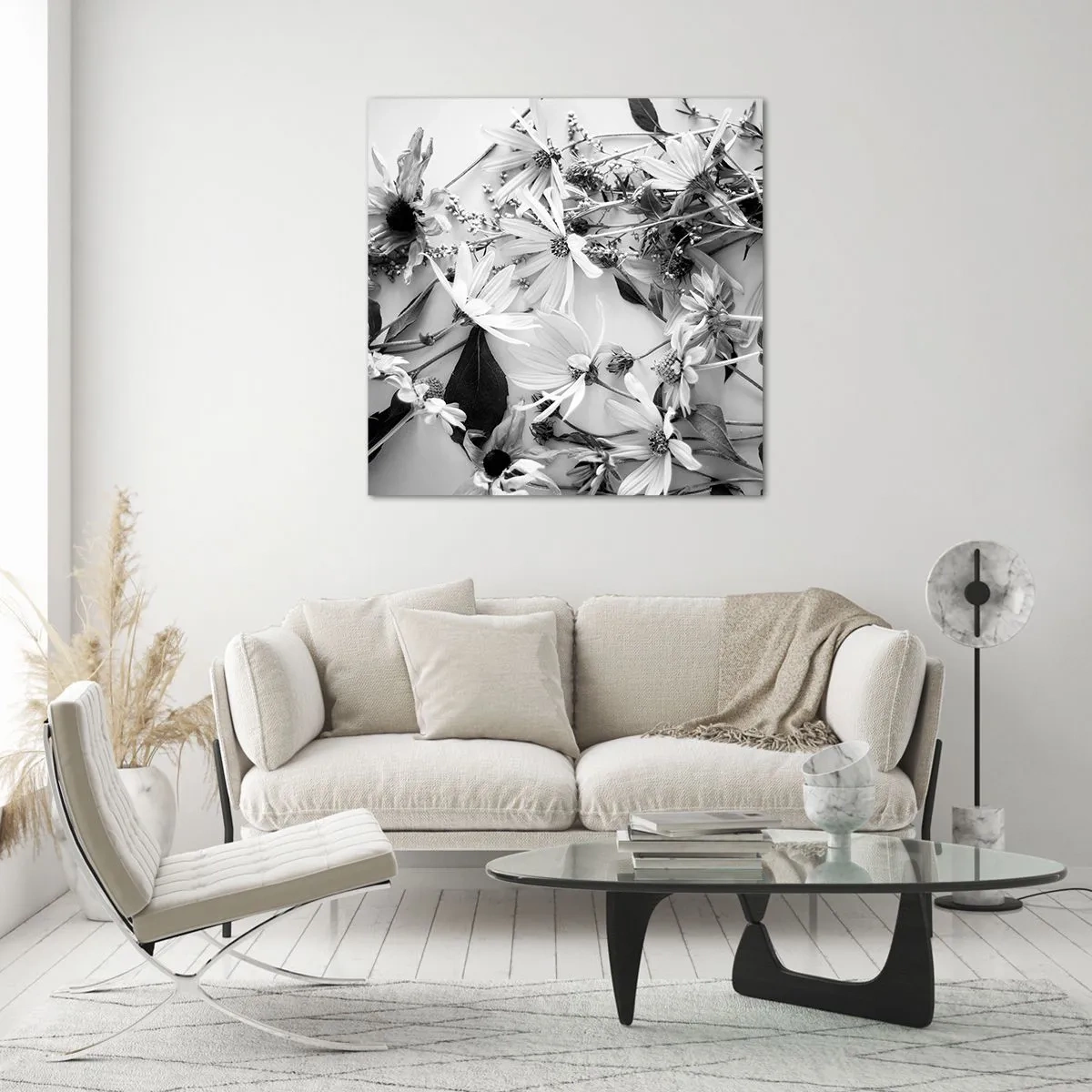 Obraz na skle - Kvety bez kytice - 60x60 cm