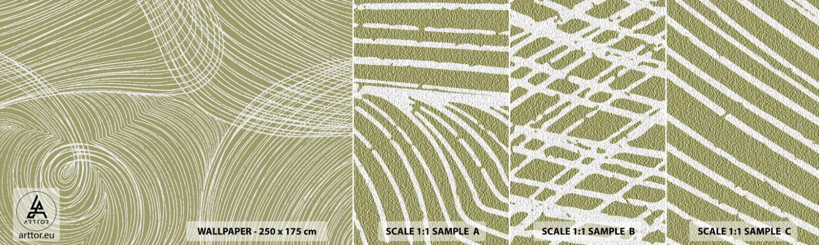 Vzorka samolepiacej fototapety Deluxe Sticker - Majstrovská abstrakcia v bielej - Boho, Minimalizmus, Kus - 100x30 cm