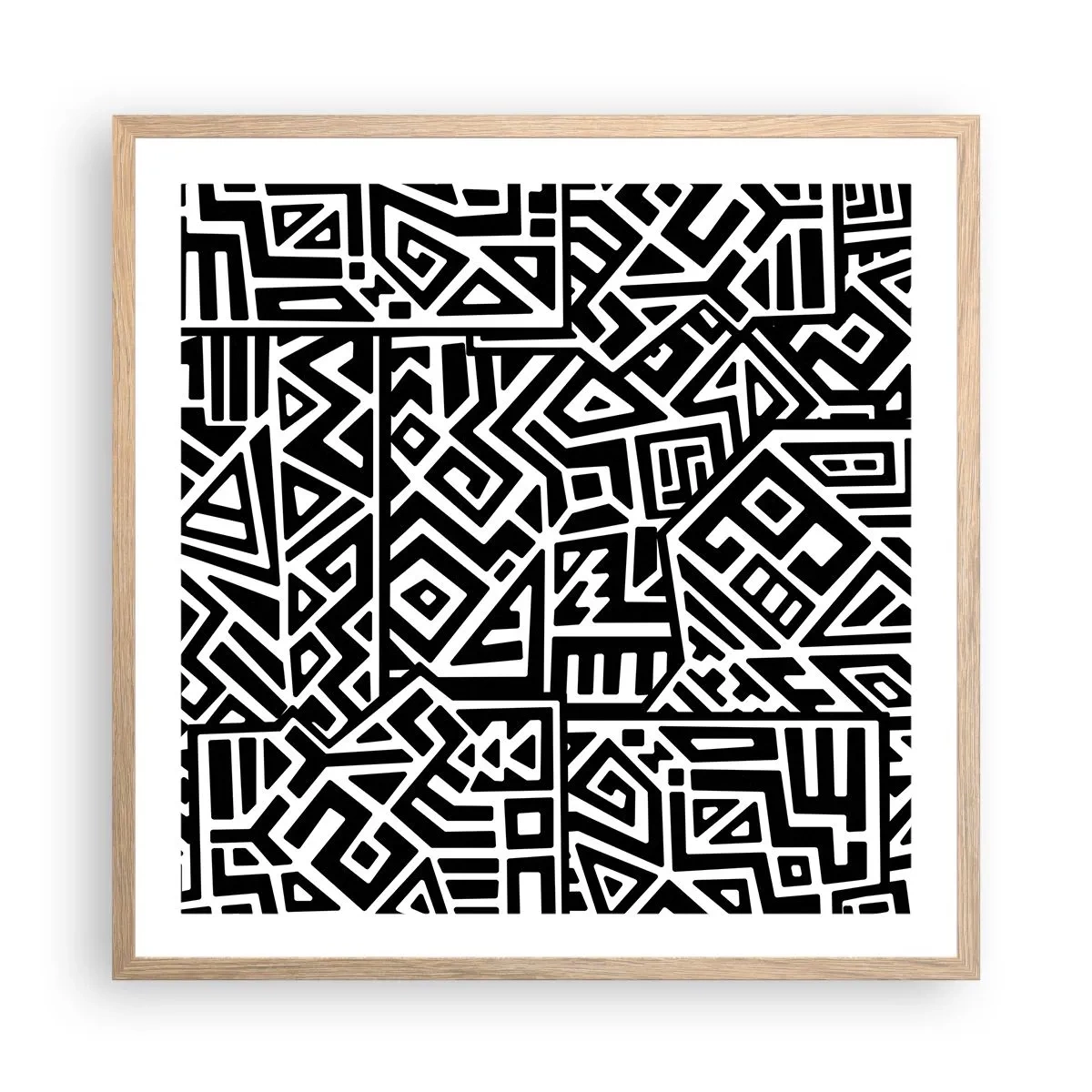 Plagát v ráme zo svetlého duba - Predkolumbovská kompozícia - 60x60 cm