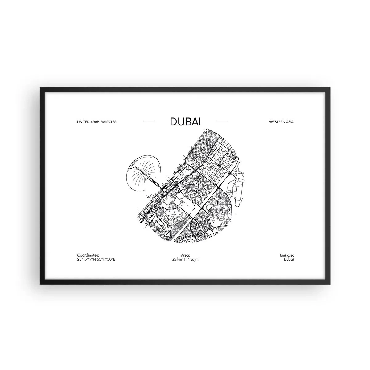 Plagát v čiernom ráme - Anatómia Dubaja - 91x61 cm