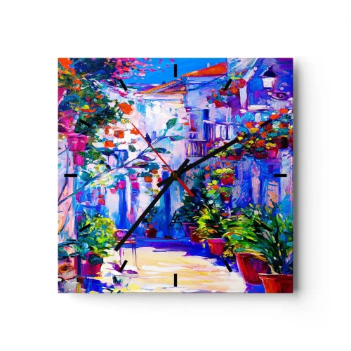 Nástenné hodiny - Impresia - talianska ulička - 30x30 cm