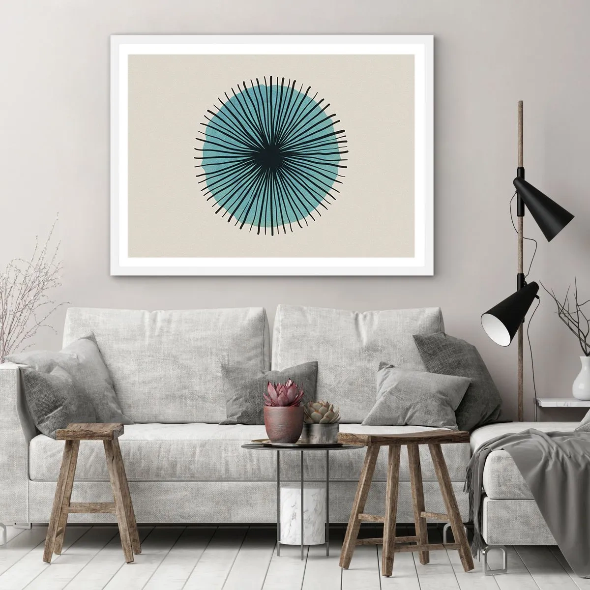 Plagát v bielom ráme - Žiariaca modrá - 91x61 cm