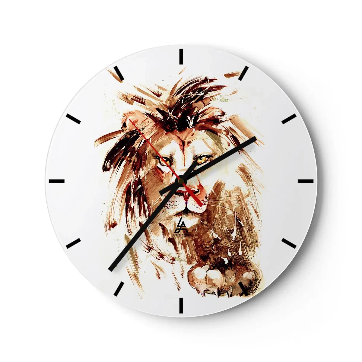 Nástenné hodiny - Portrét leva v odtieňoch hnedej v dynamickej umeleckej forme - 30x30cm - Sila a dôstojnosť - Moderná nástenná dekorácia do obývacej izby, kuchyne a spálne ARTTOR