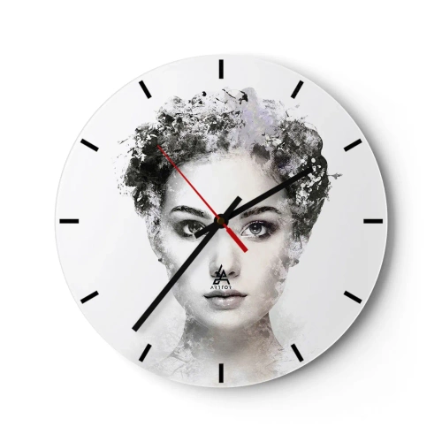 Nástenné hodiny - Umelecký portrét ženy s efektmi rozmazania a textúry - 30x30cm - Veľmi štýlový portrét - Moderná nástenná dekorácia do obývacej izby, kuchyne a spálne ARTTOR
