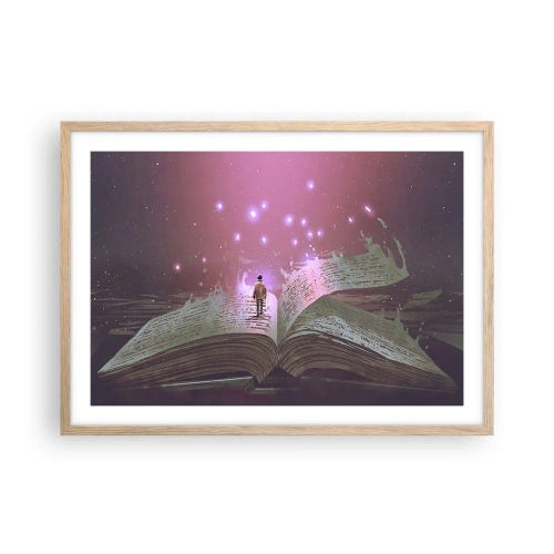 Plagát v ráme zo svetlého duba - Pozvánka do iného sveta - prečítaj! - 70x50 cm