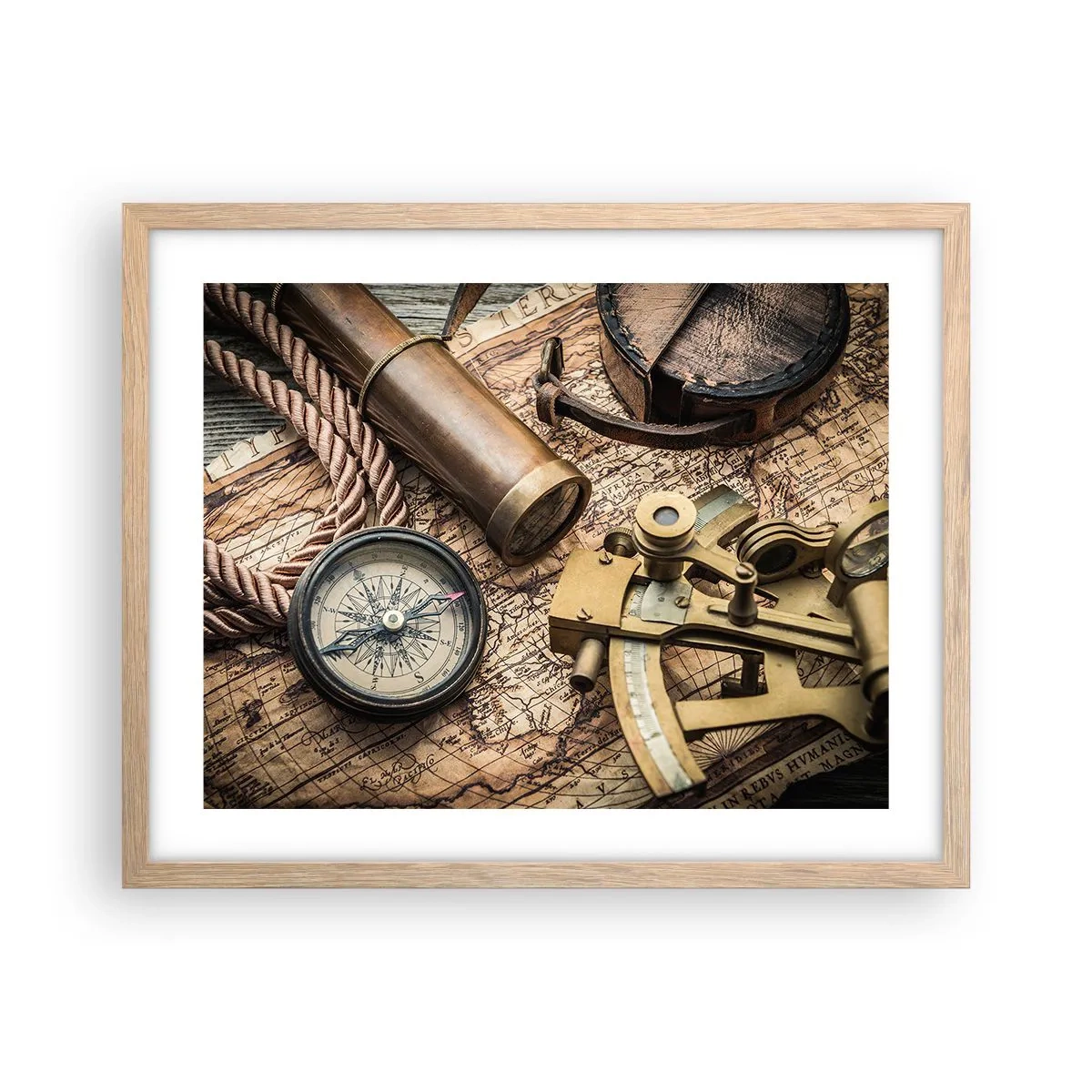 Plagát v ráme zo svetlého duba - Urči smer - 50x40 cm