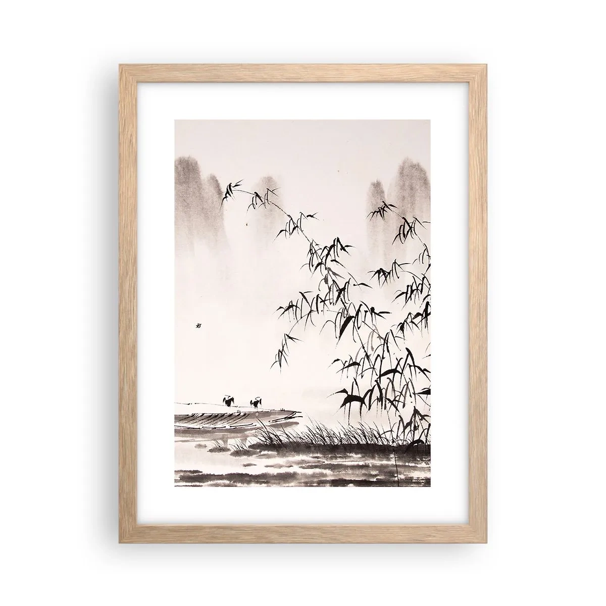 Plagát v ráme zo svetlého duba - Pokoj ryžových polí - 30x40 cm