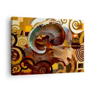 Obraz na plátne - Symbolický baran v abstraktnej kompozícii - 70x50cm - Mágia - náboženstvo - rituály - Moderná nástenná dekorácia do obývacej izby a spálne ARTTOR