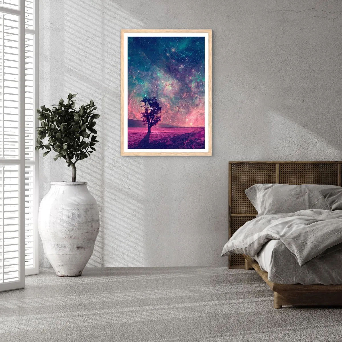 Plagát v ráme zo svetlého duba - Pod magickou oblohou - 61x91 cm