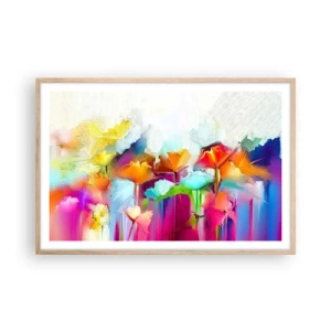 Plagát v ráme zo svetlého duba - Dúha rozkvitla - 91x61 cm