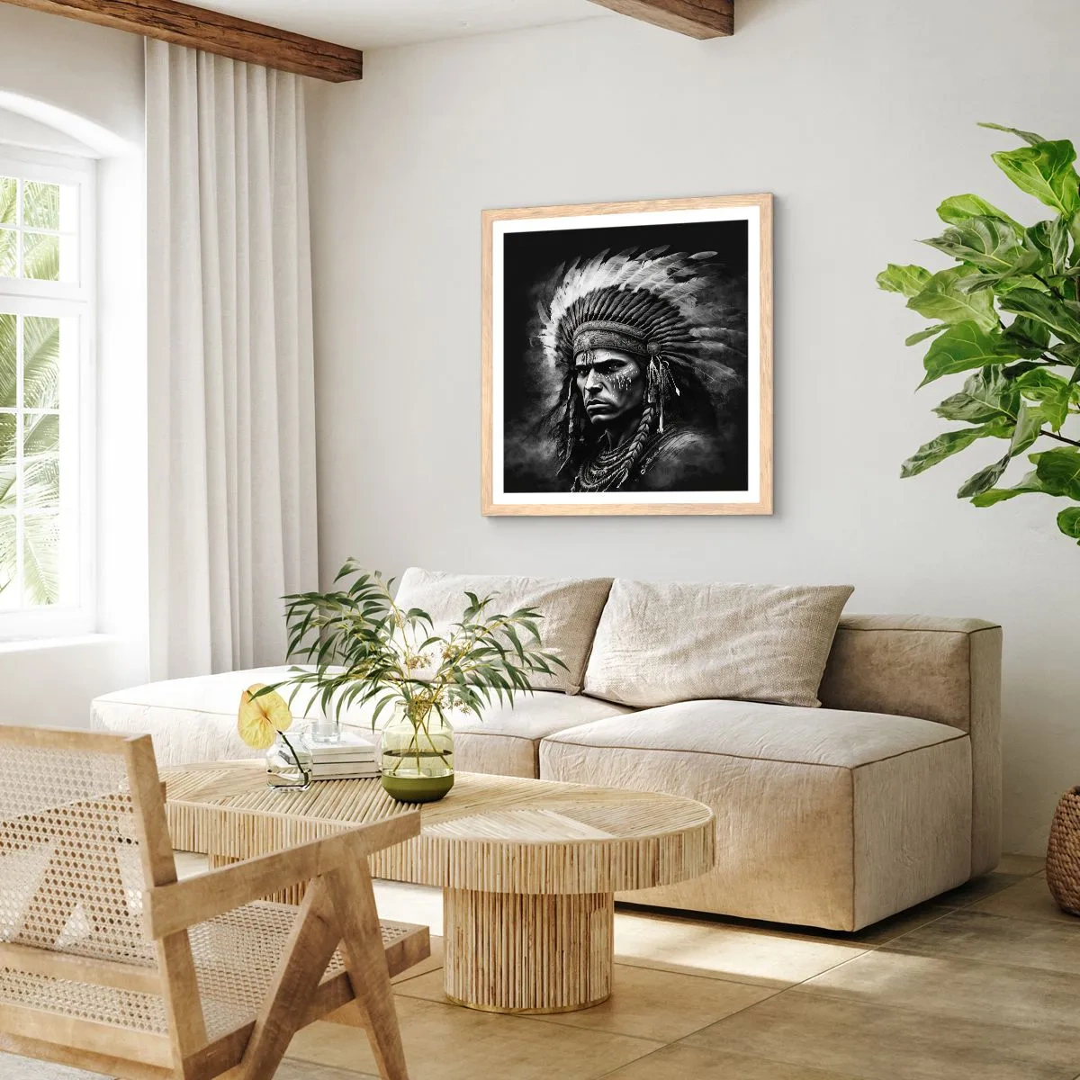 Plagát v ráme zo svetlého duba - Vodca a bojovník - 40x40 cm