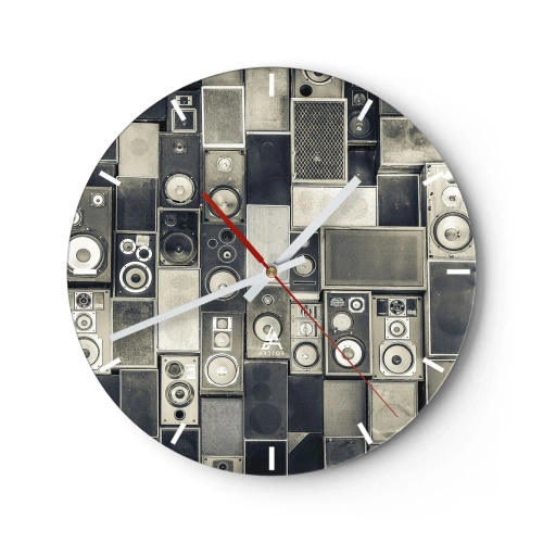 Nástenné hodiny - Sada reproduktorov v retro štýle - 30x30cm - A všetko je v pohode - Moderná nástenná dekorácia do obývacej izby, kuchyne a spálne ARTTOR