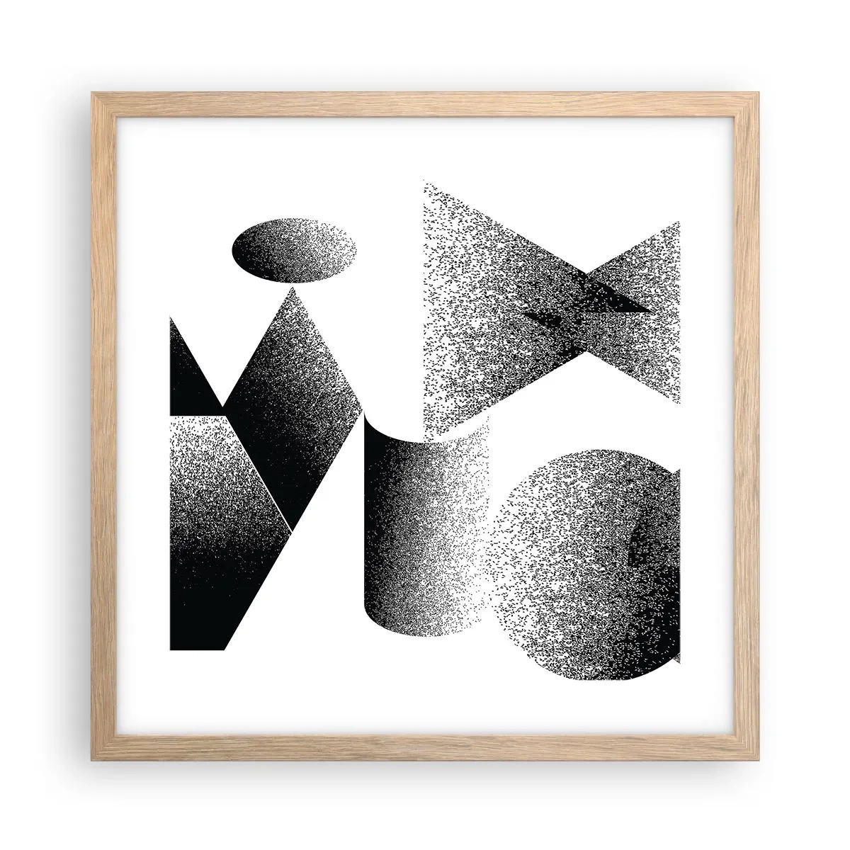 Plagát v ráme zo svetlého duba - Uhly a ovály - 40x40 cm