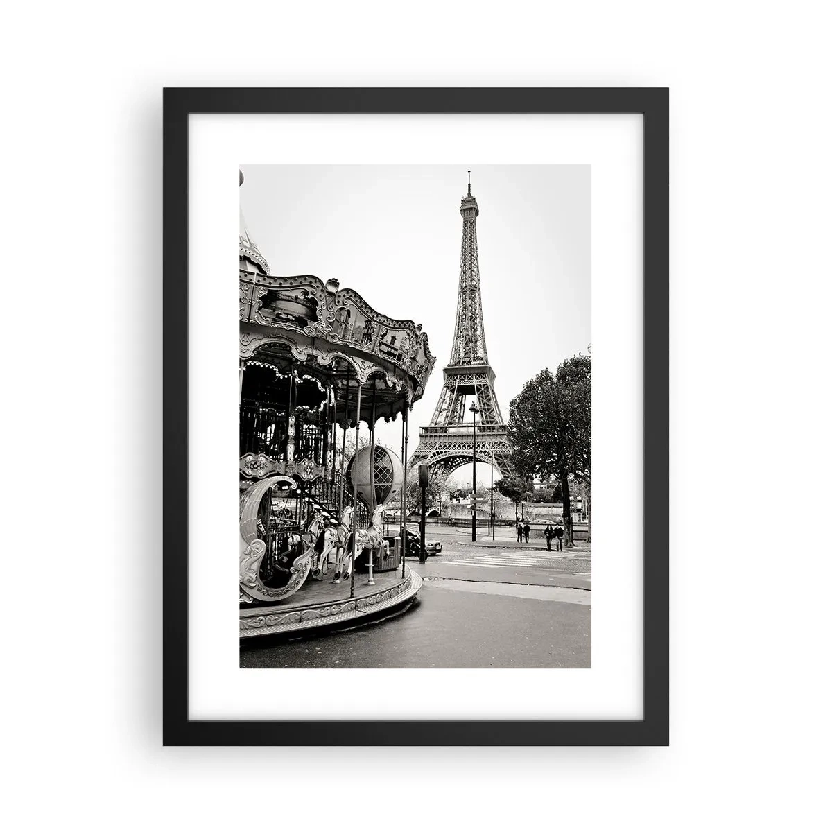 Plagát v čiernom ráme - Ak zábava, tak len v Paríži - 30x40 cm
