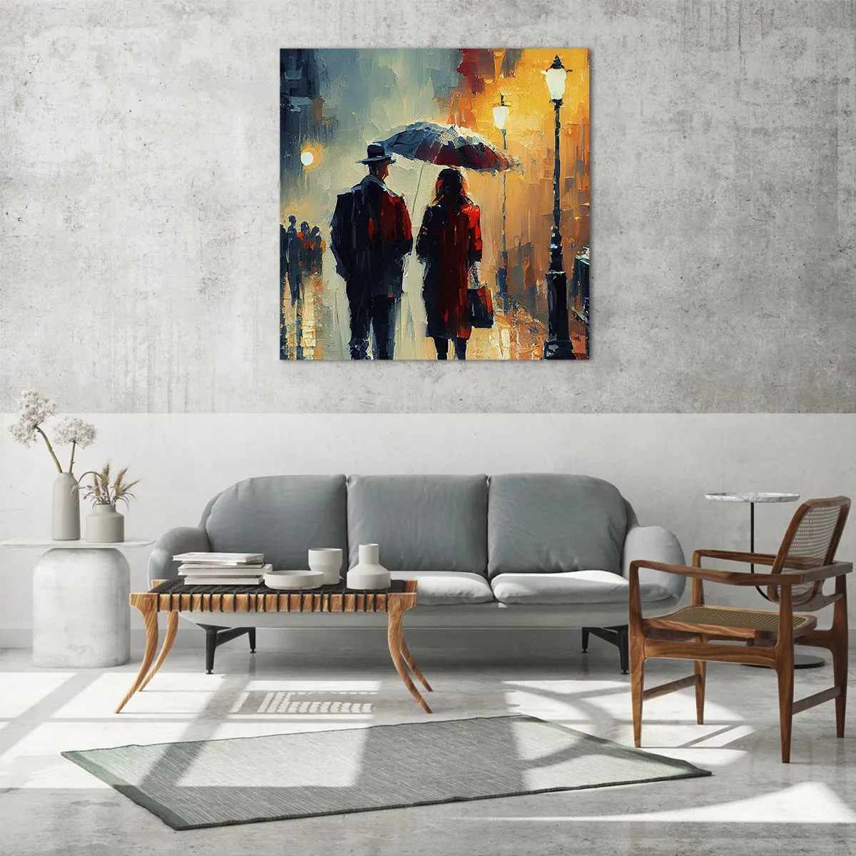 Obraz na skle - Mestská love story - 30x30 cm