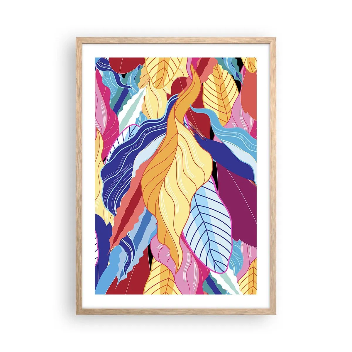 Plagát v ráme zo svetlého duba - Farebný neporiadok - 50x70 cm