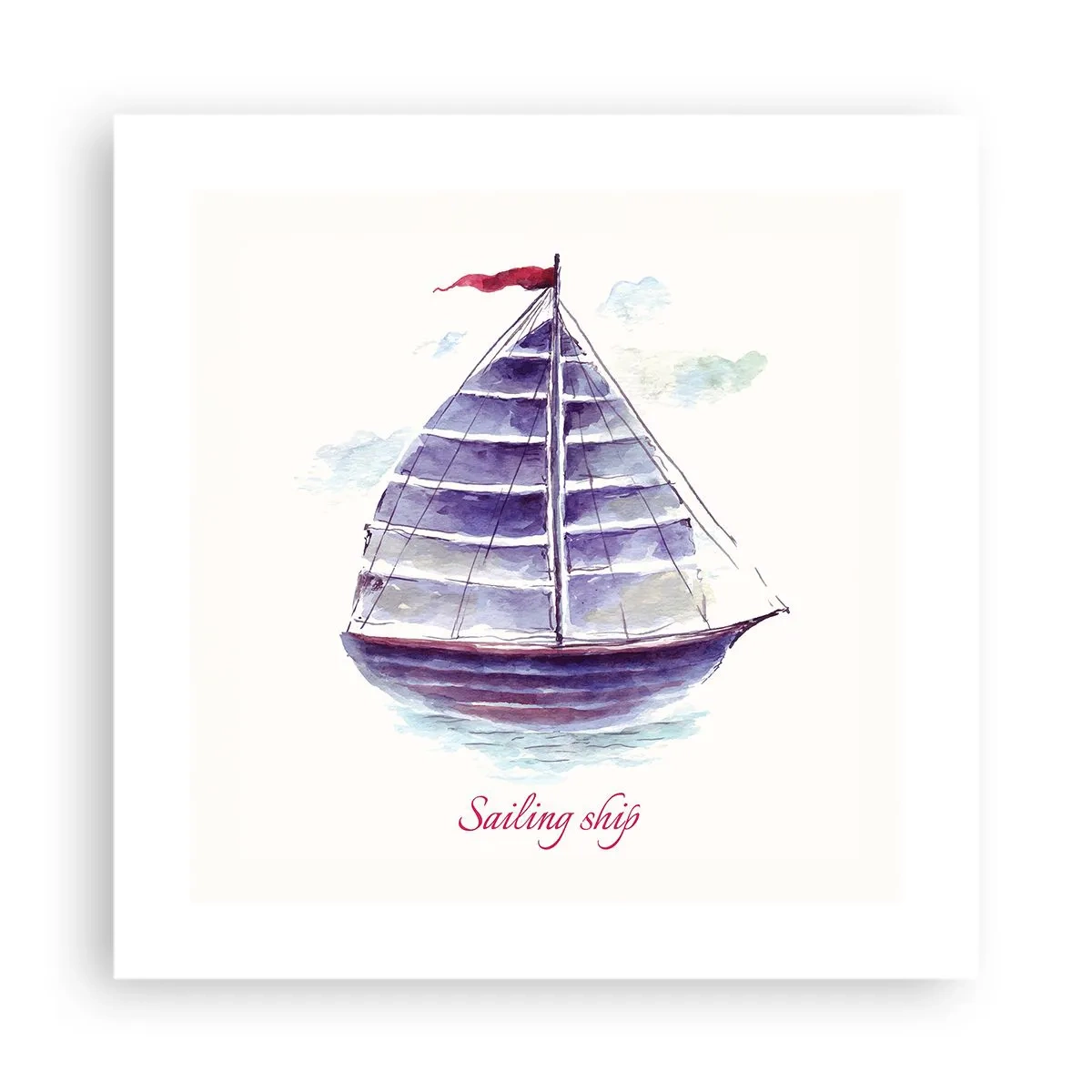 Plagát - Napnuté plachty a pokojná voda - 40x40 cm