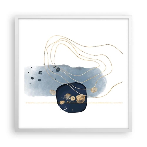 Plagát v bielom ráme - Modro-zlatá fantázia - 60x60 cm