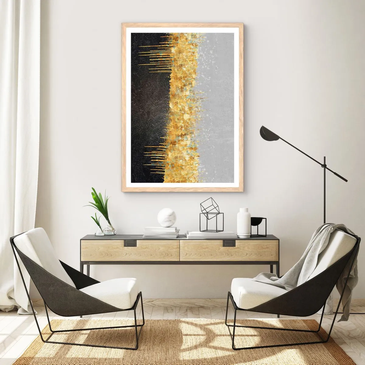 Plagát v ráme zo svetlého duba - Dovnútra a nahor - 70x100 cm
