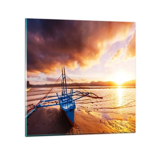 Obraz na skle - Po celom dni sa natiahnuť na piesku - 70x70 cm