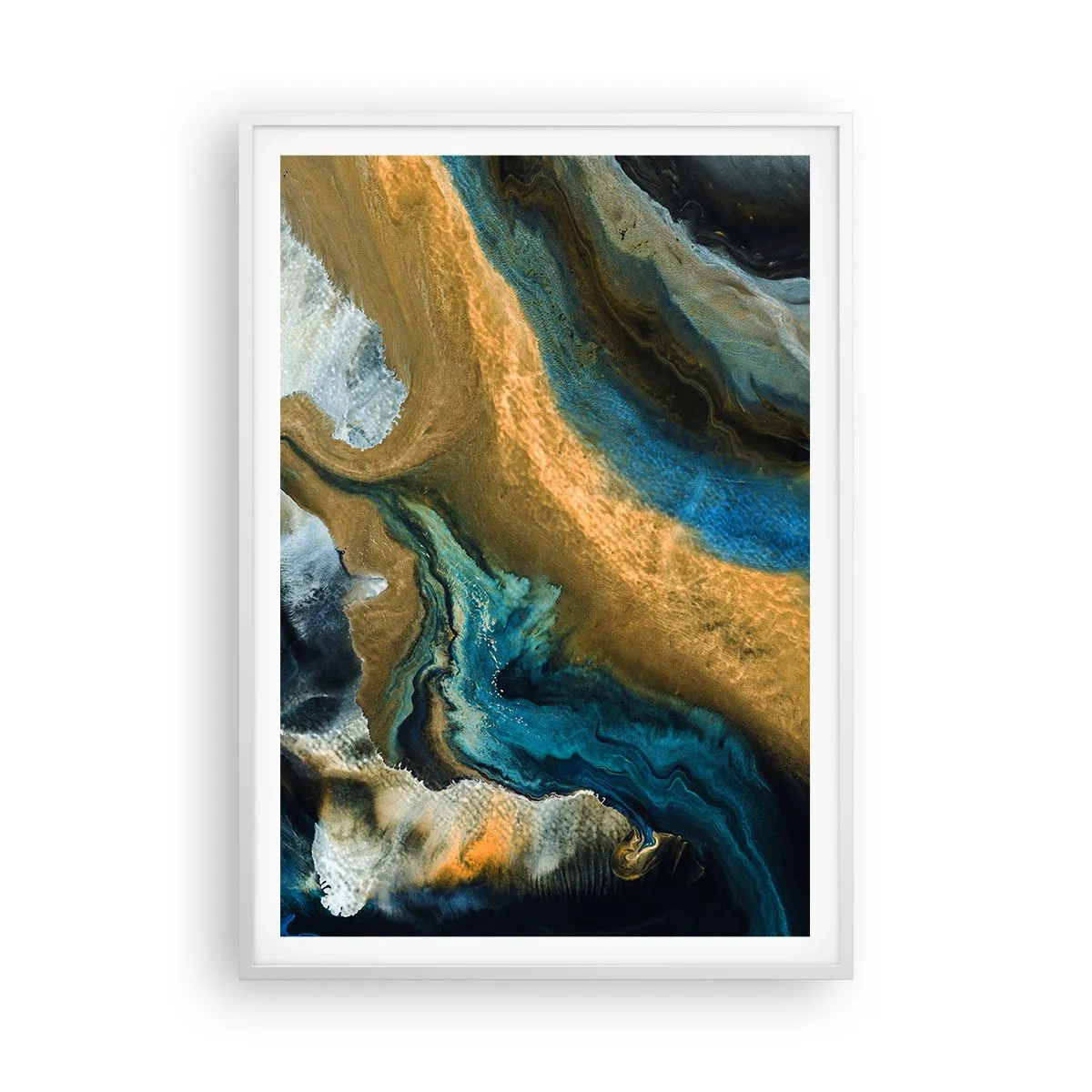 Plagát v bielom ráme - Modrá – žltá – vzájomné vplyvy - 70x100 cm