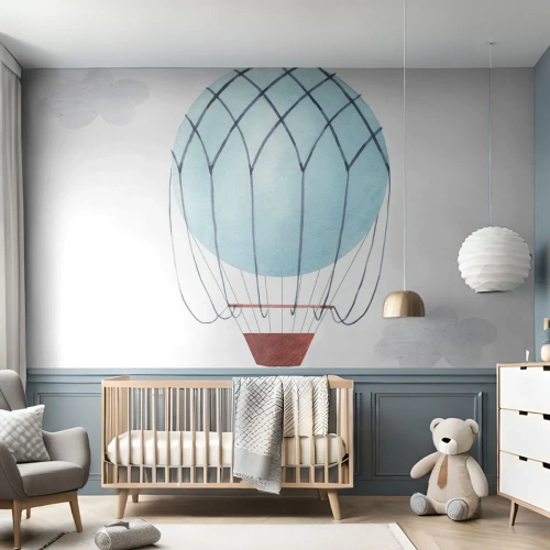 Fototapeta Standard Eco - Modrý balón plávajúci medzi bielymi oblakmi - 100x70cm - Celý v oblakoch - Moderná nástenná dekorácia do obývacej izby a spálne ARTTOR
