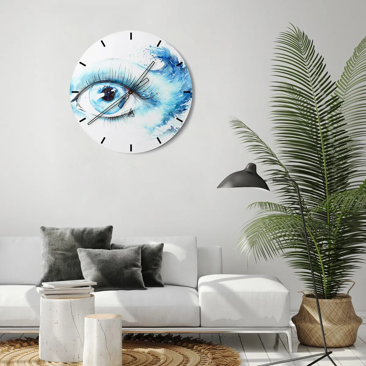 Nástenné hodiny - Umelecké oko v odtieňoch modrej - 30x30cm - Ponoriť sa do modrého pohľadu - Moderná nástenná dekorácia do obývacej izby, kuchyne a spálne ARTTOR