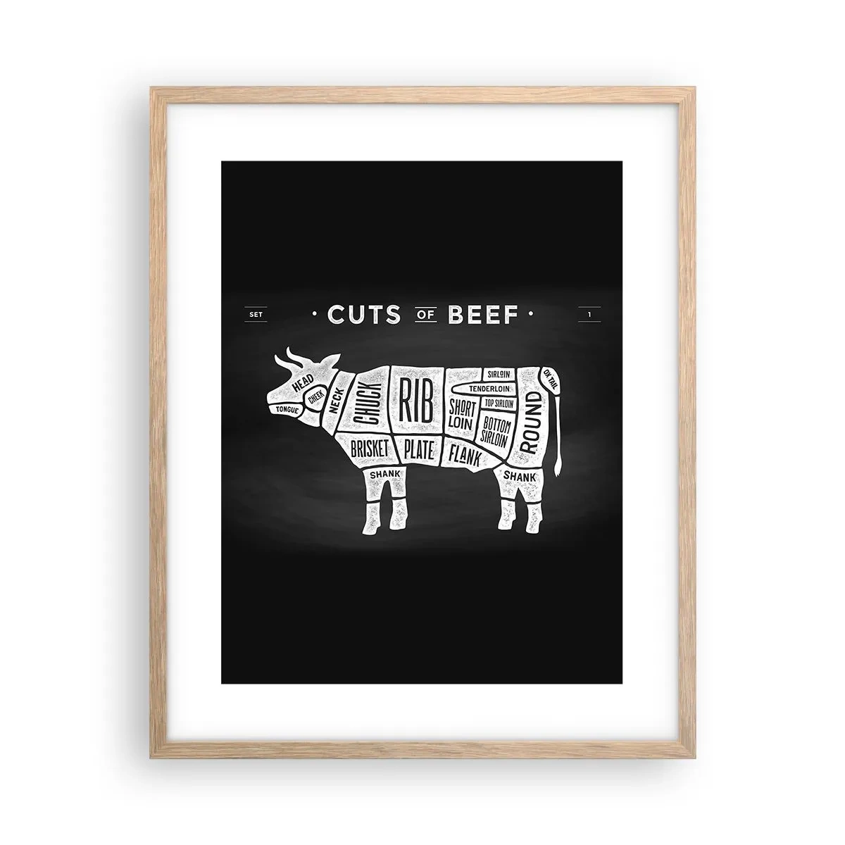 Plagát v ráme zo svetlého duba - Šlabikár mäsiara - 40x50 cm