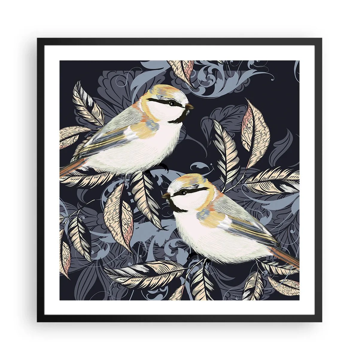 Plagát v čiernom ráme - Žltomodrá pieseň - 60x60 cm