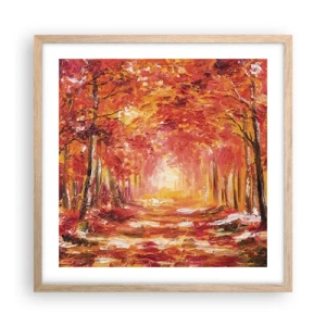 Plagát v ráme zo svetlého duba - Medený les - 50x50 cm