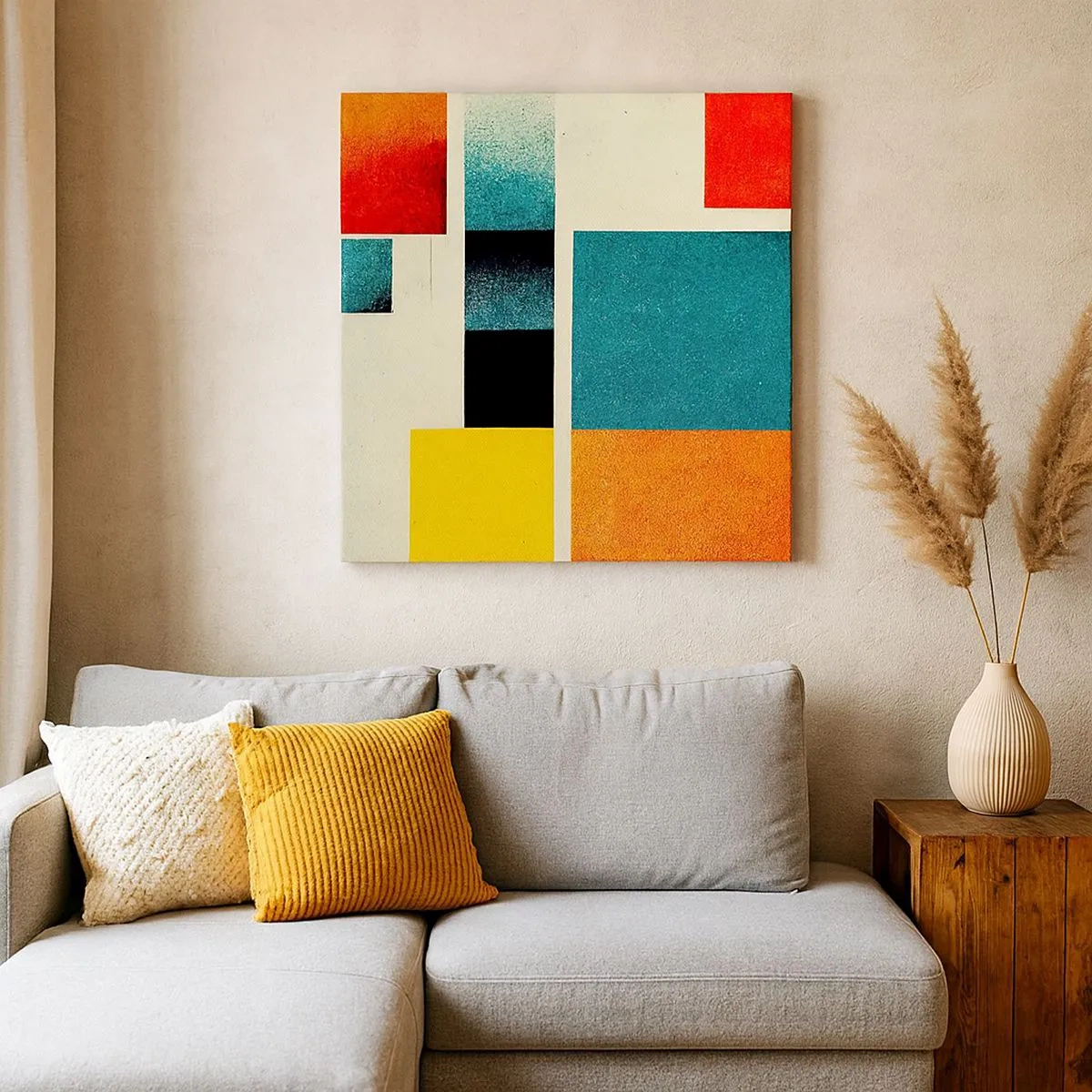 Obraz na plátne - Geometrická abstrakcia – dobrá energia - 30x30 cm