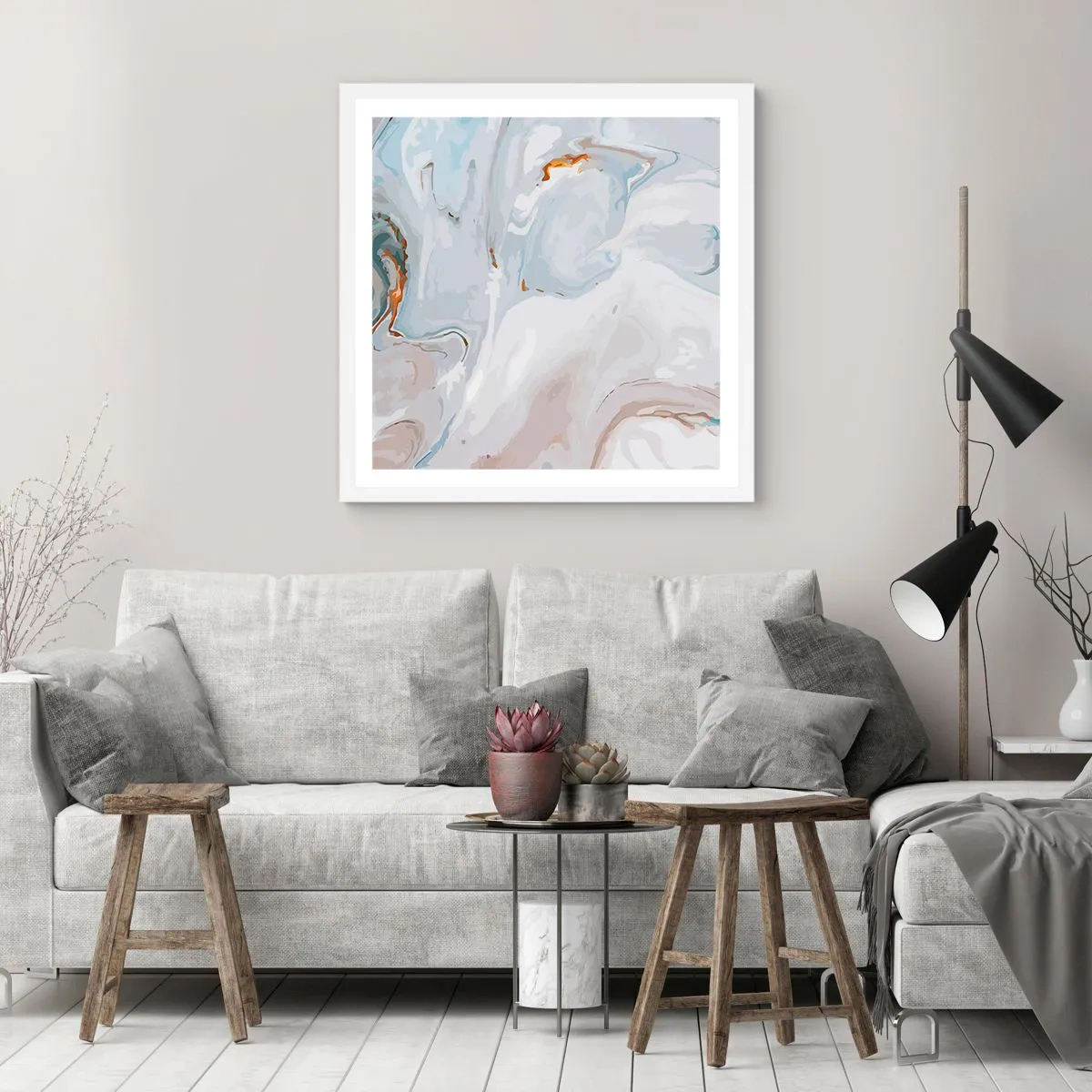 Plagát v bielom ráme - Povznesená biela - 60x60 cm