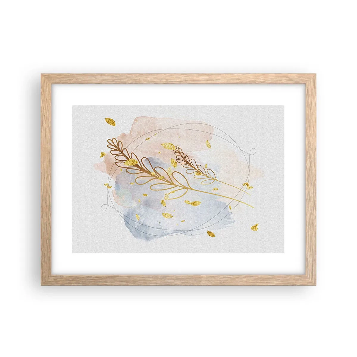 Plagát v ráme zo svetlého duba - Zlatý závan - 40x30 cm