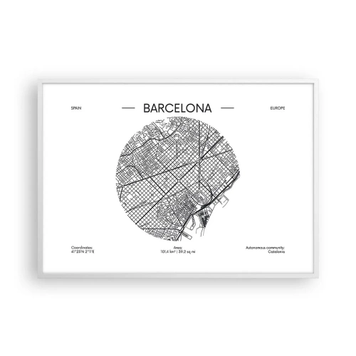 Plagát v bielom ráme - Anatómia Barcelony - 100x70 cm