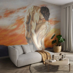 Fototapeta Standard Eco - Mužská postava v dynamickej póze na pozadí západu slnka - 100x70cm - Ponorený do seba - Moderná nástenná dekorácia do obývacej izby a spálne ARTTOR