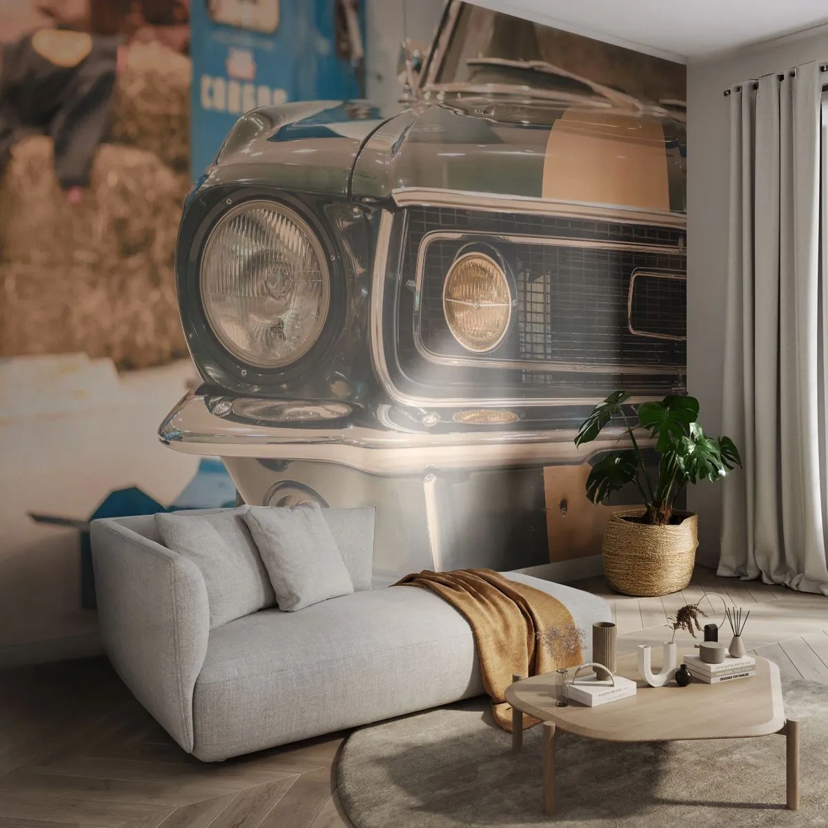 Samolepiaca Fototapeta Deluxe Sticker - Stretnutie s legendou - Auto, Automobilový priemysel, Stará škola - 250x175 cm