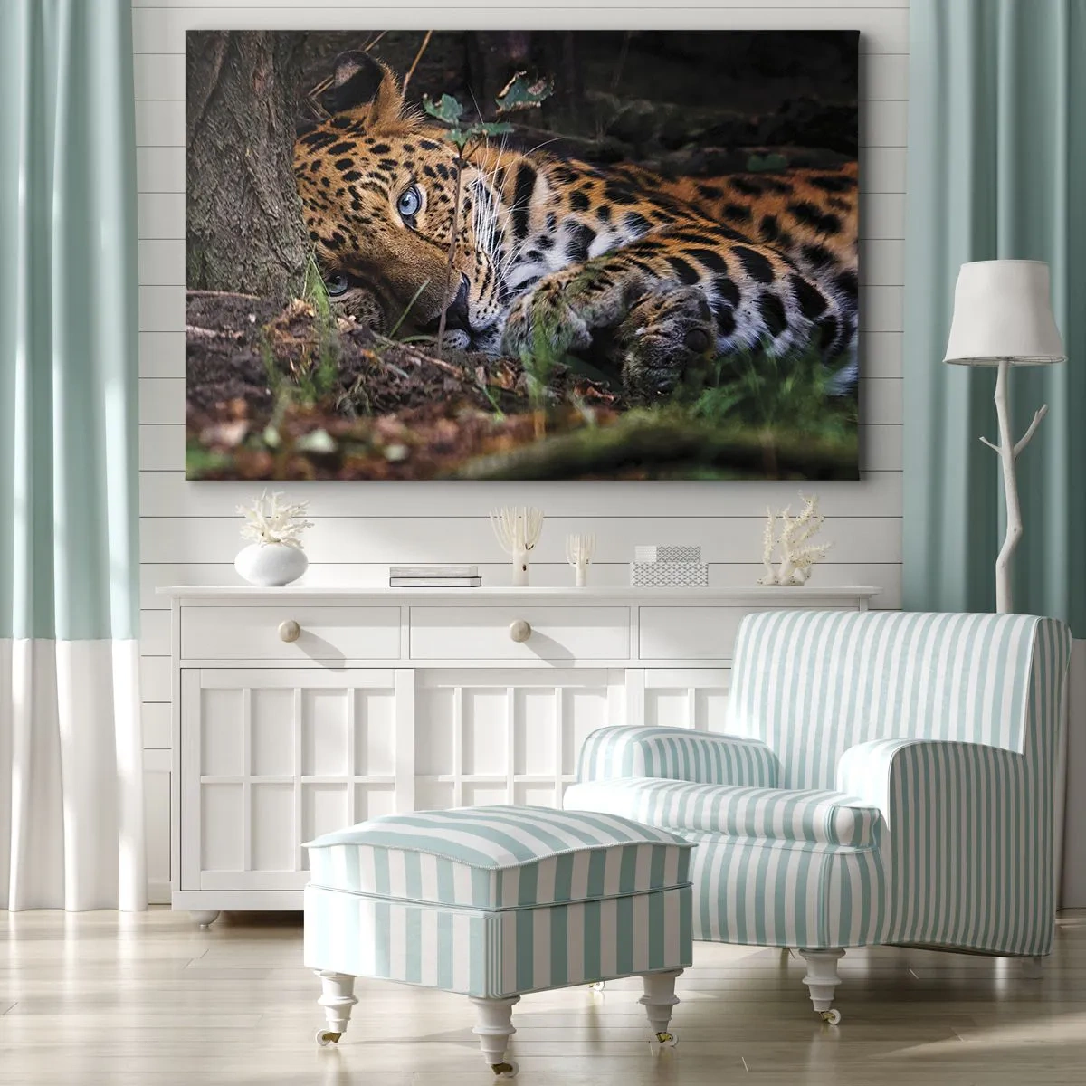 Obraz na plátne - Leopard ležiaci v tieni stromov - 70x50cm - Ver mi - Moderná nástenná dekorácia do obývacej izby a spálne ARTTOR