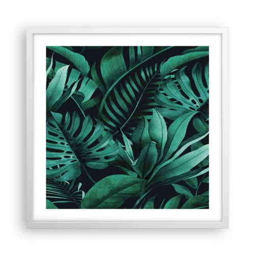 Plagát v bielom ráme - Hĺbka tropickej zelene - 50x50 cm