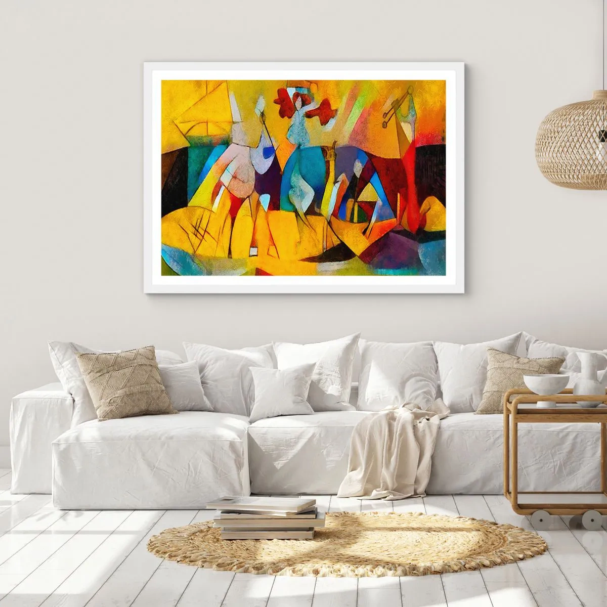 Plagát v bielom ráme - Slnko - život - radosť - 100x70 cm