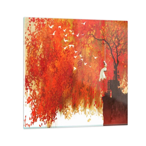 Obraz na skle - Poletí s nimi? - 40x40 cm