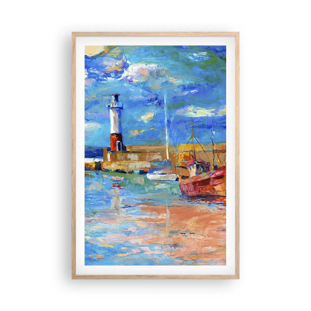 Plagát v ráme zo svetlého duba - Popoludní v dúhovom zálive - 61x91 cm