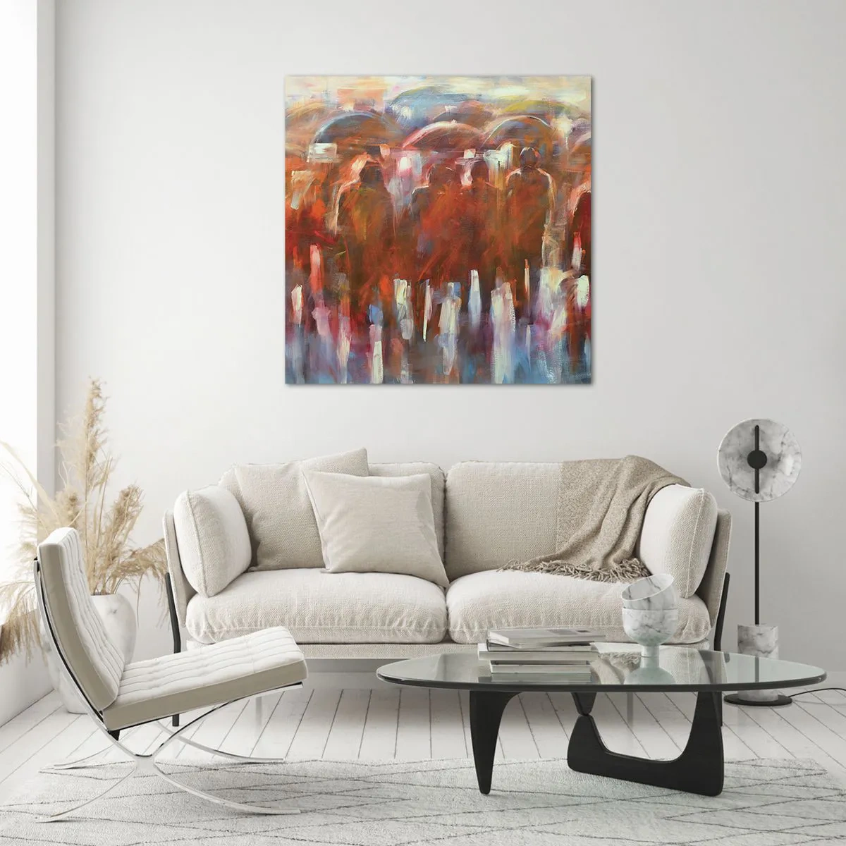 Obraz na skle - Rovnocenní v daždi a hmle - 30x30 cm