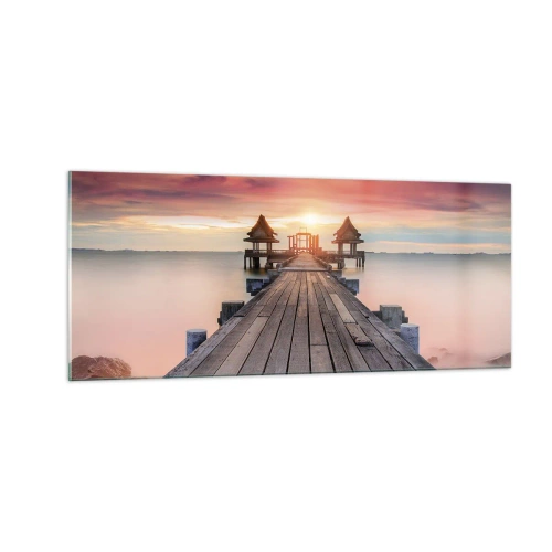 Obraz na skle - Západ na východe - 100x40 cm