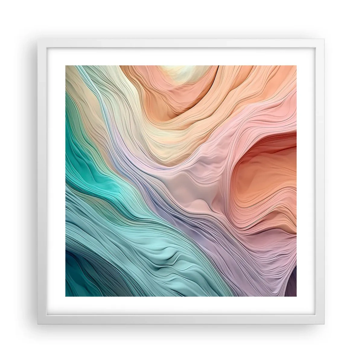 Plagát v bielom ráme - Dúhová vlna - 50x50 cm