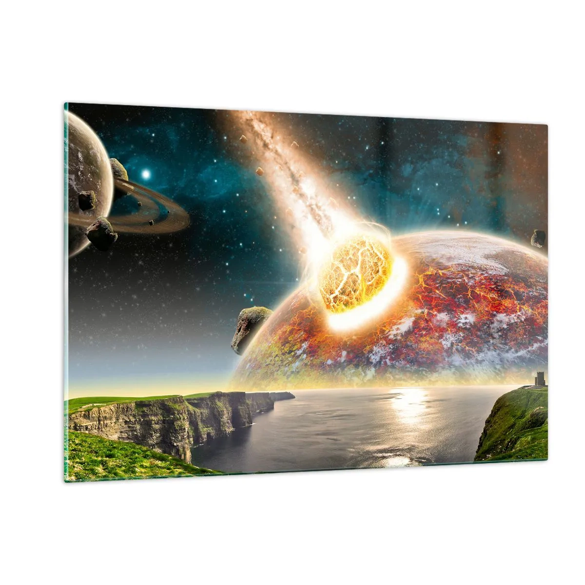 Obraz na skle - Vesmírna dráma - 120x80 cm