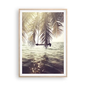 Plagát v ráme zo svetlého duba - Hojdať sa ľubovoľne v oblakoch - 70x100 cm