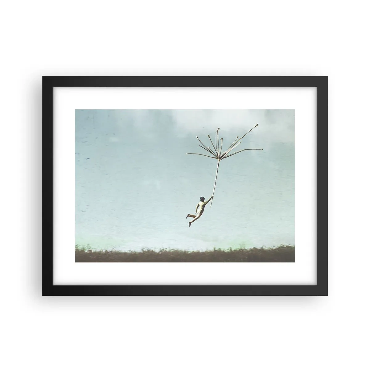 Plagát v čiernom ráme - Lietajúca púpava - 40x30 cm