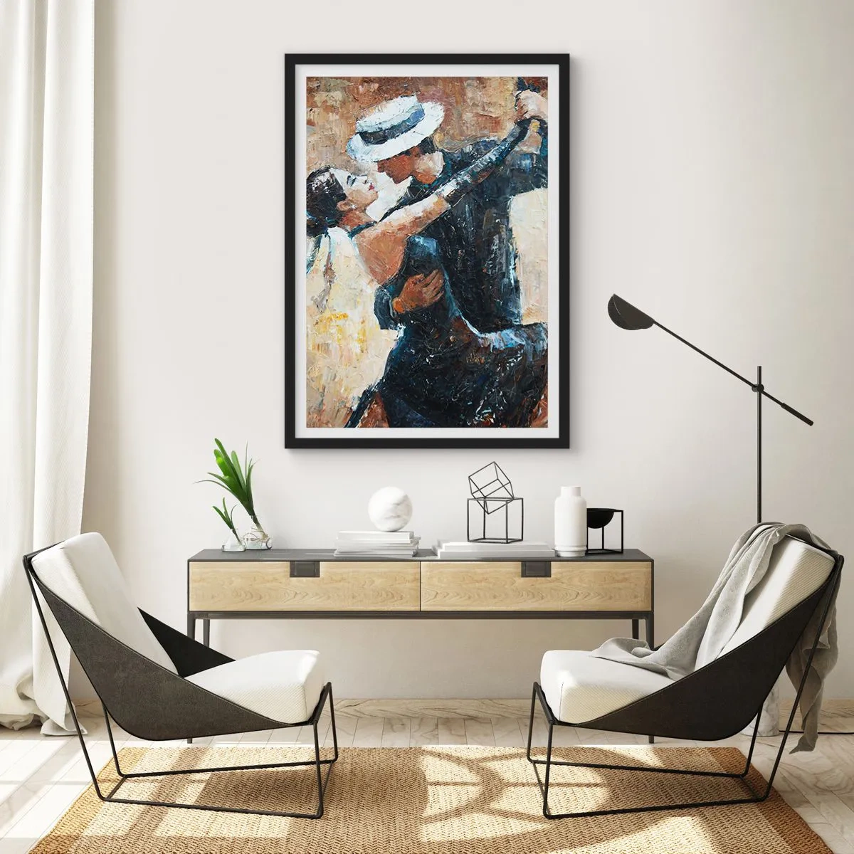 Plagát v čiernom ráme - Tanečníci v elegantnej umeleckej póze - 50x70cm - A la Rudolf Valentino - Moderná nástenná dekorácia do obývacej izby a spálne ARTTOR