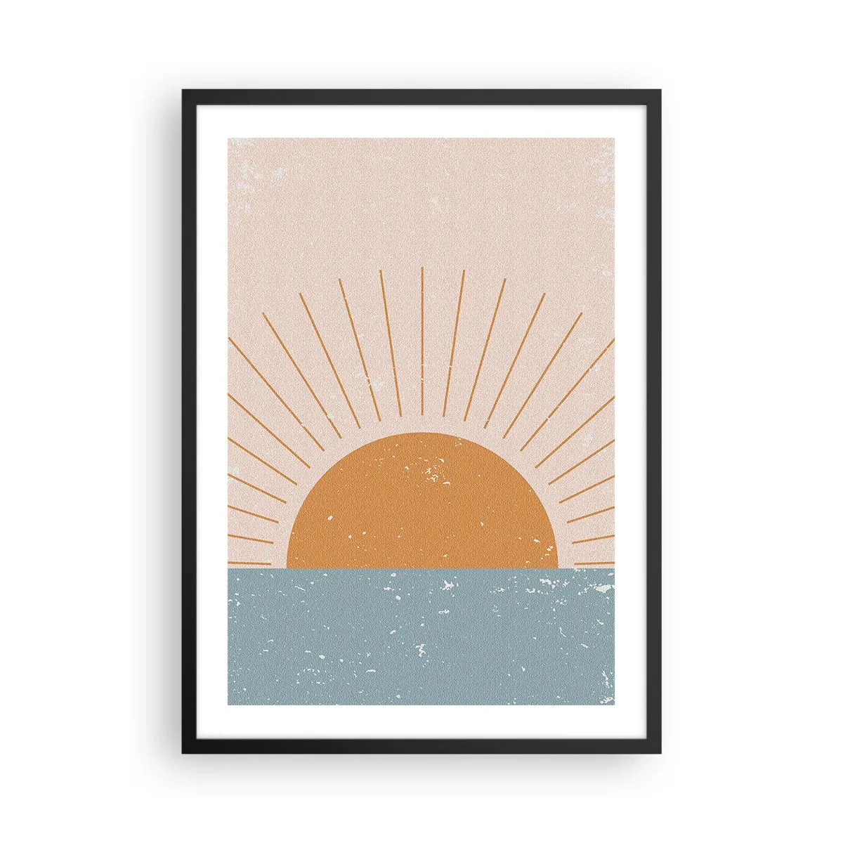 Plagát v čiernom ráme - Minimalistické vintage slnko nad obzorom - 50x70cm - Každodenný zázrak - Moderná nástenná dekorácia do obývacej izby a spálne ARTTOR