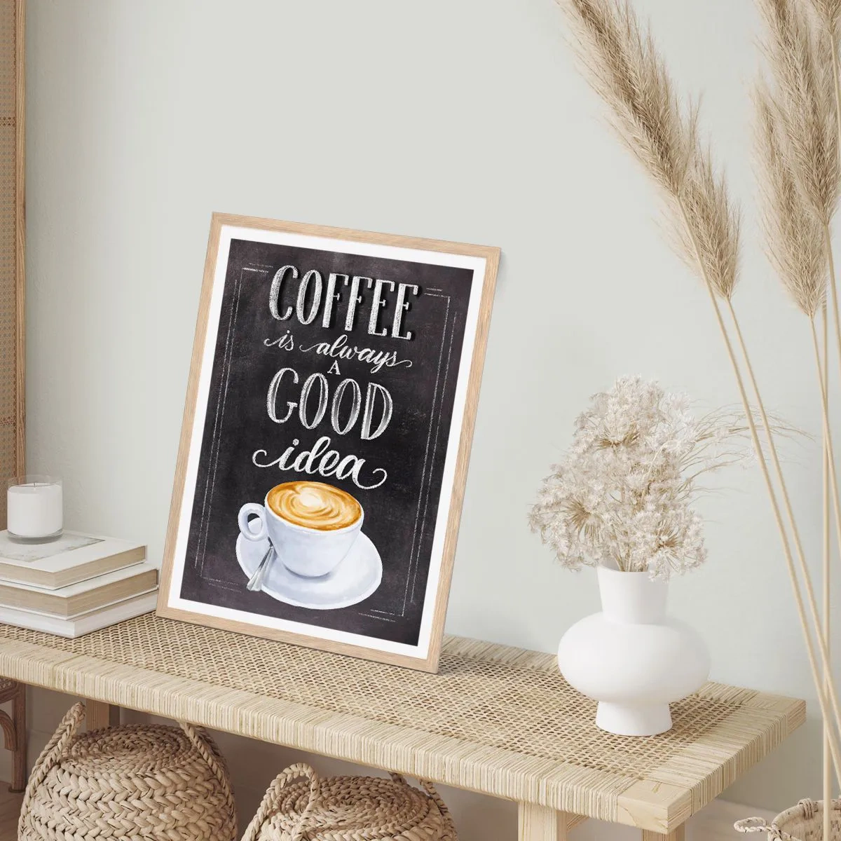 Plagát v ráme zo svetlého duba - Of course! - 50x70 cm